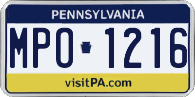 PA license plate MPO1216