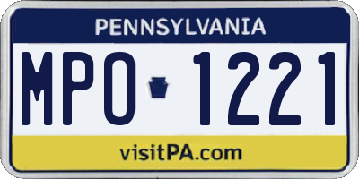 PA license plate MPO1221