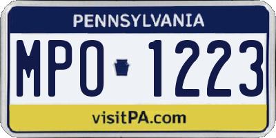 PA license plate MPO1223