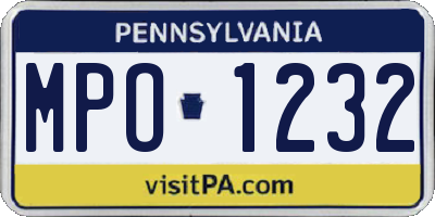 PA license plate MPO1232