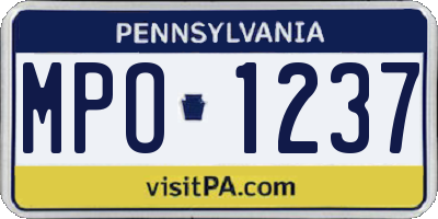PA license plate MPO1237
