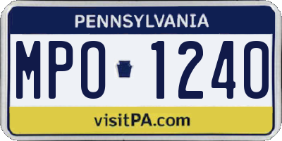 PA license plate MPO1240