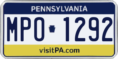 PA license plate MPO1292