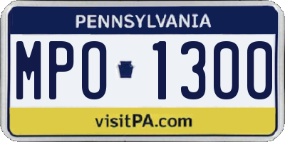 PA license plate MPO1300