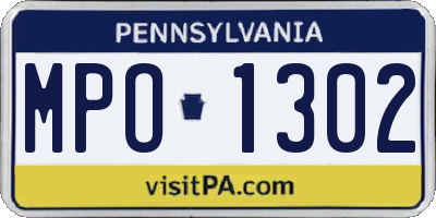 PA license plate MPO1302