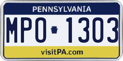 PA license plate MPO1303