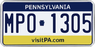 PA license plate MPO1305