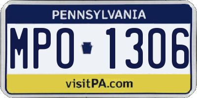 PA license plate MPO1306