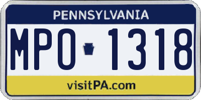 PA license plate MPO1318
