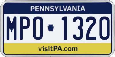 PA license plate MPO1320