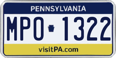 PA license plate MPO1322