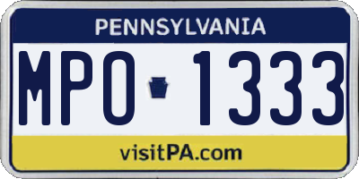 PA license plate MPO1333