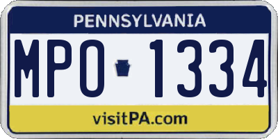 PA license plate MPO1334
