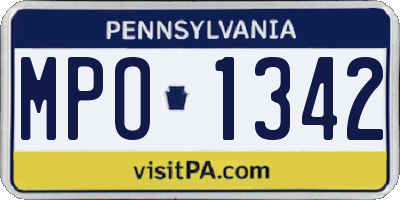 PA license plate MPO1342