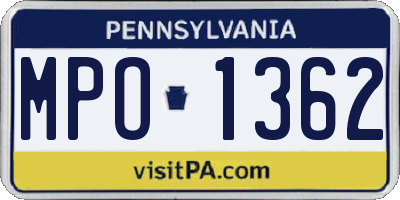 PA license plate MPO1362