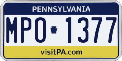 PA license plate MPO1377