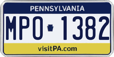 PA license plate MPO1382
