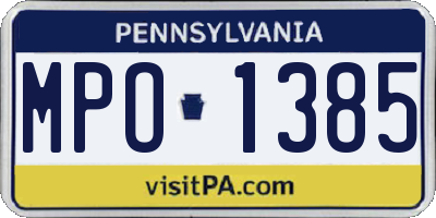 PA license plate MPO1385