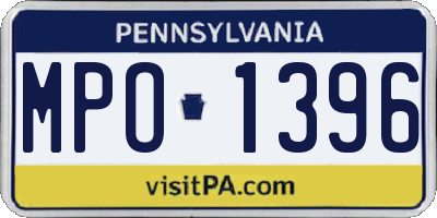 PA license plate MPO1396