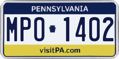 PA license plate MPO1402