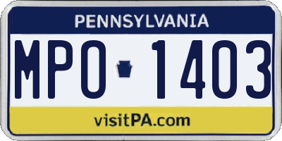 PA license plate MPO1403