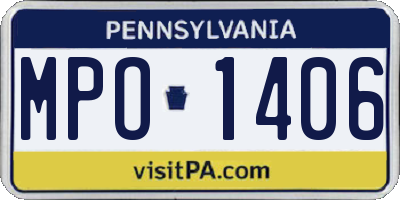 PA license plate MPO1406