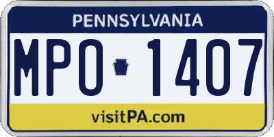 PA license plate MPO1407