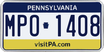 PA license plate MPO1408