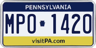 PA license plate MPO1420