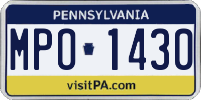 PA license plate MPO1430