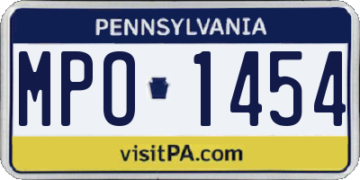 PA license plate MPO1454