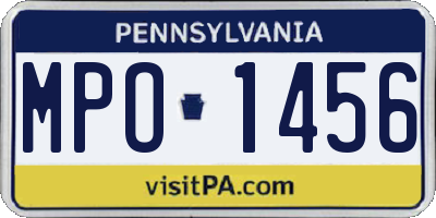 PA license plate MPO1456