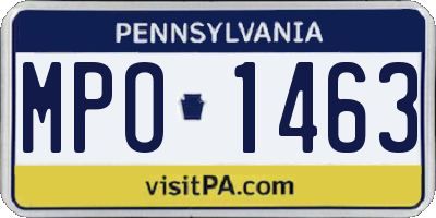 PA license plate MPO1463
