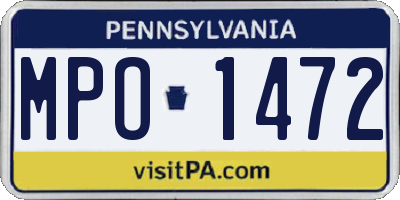 PA license plate MPO1472