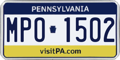 PA license plate MPO1502