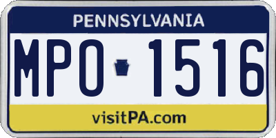 PA license plate MPO1516