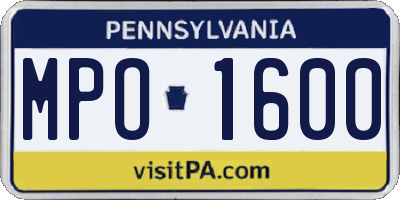 PA license plate MPO1600