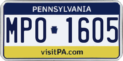 PA license plate MPO1605