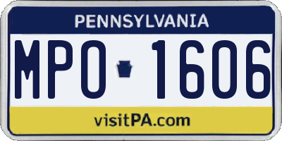 PA license plate MPO1606