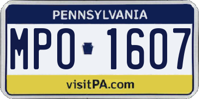 PA license plate MPO1607