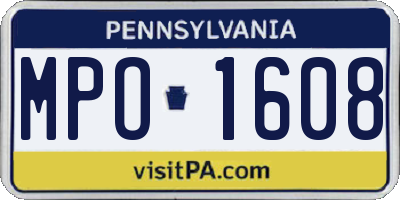 PA license plate MPO1608