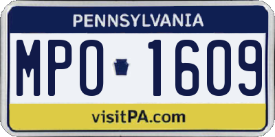 PA license plate MPO1609