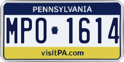 PA license plate MPO1614