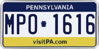 PA license plate MPO1616