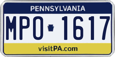 PA license plate MPO1617