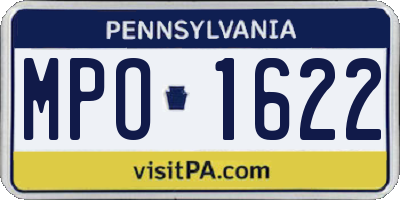 PA license plate MPO1622
