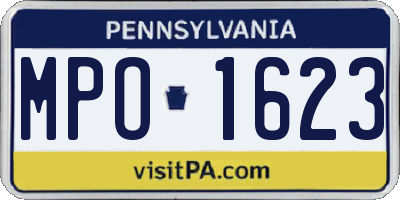 PA license plate MPO1623
