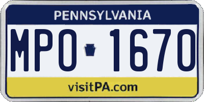 PA license plate MPO1670