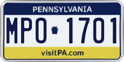 PA license plate MPO1701