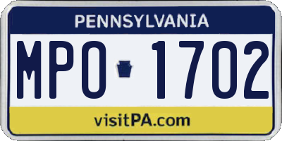 PA license plate MPO1702